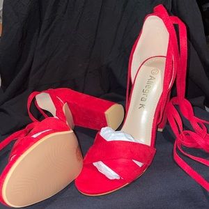 Allegra K red lace up shoes